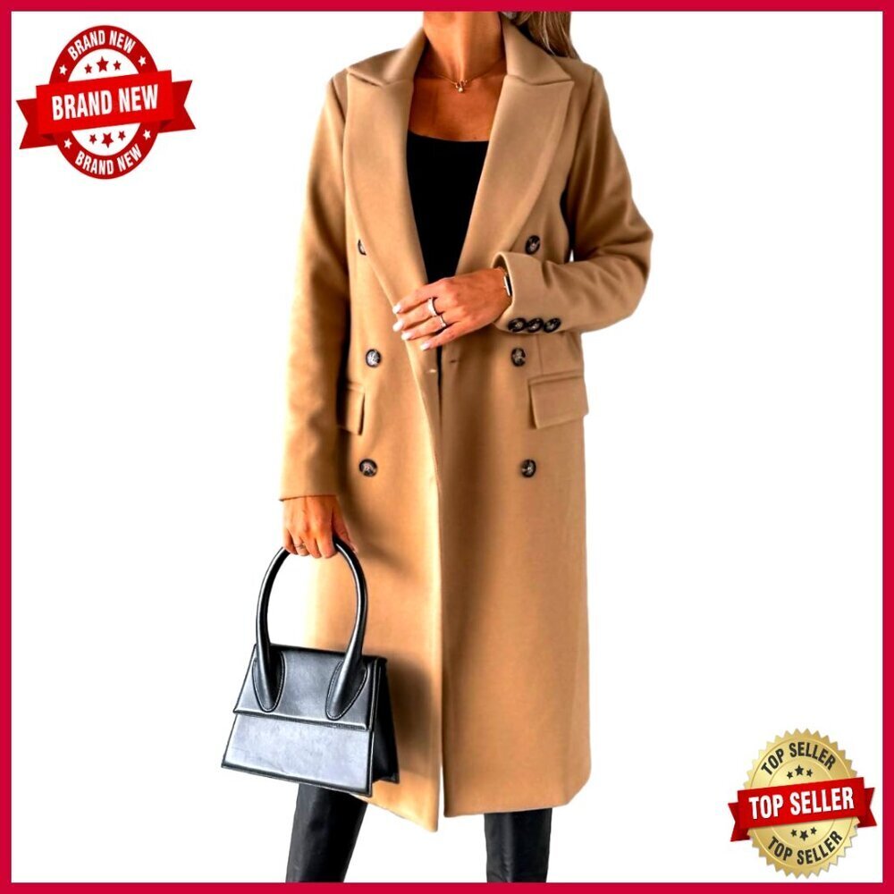 Long Wool Peacoat Double Breasted Trench Coat Winter Warm Jacket